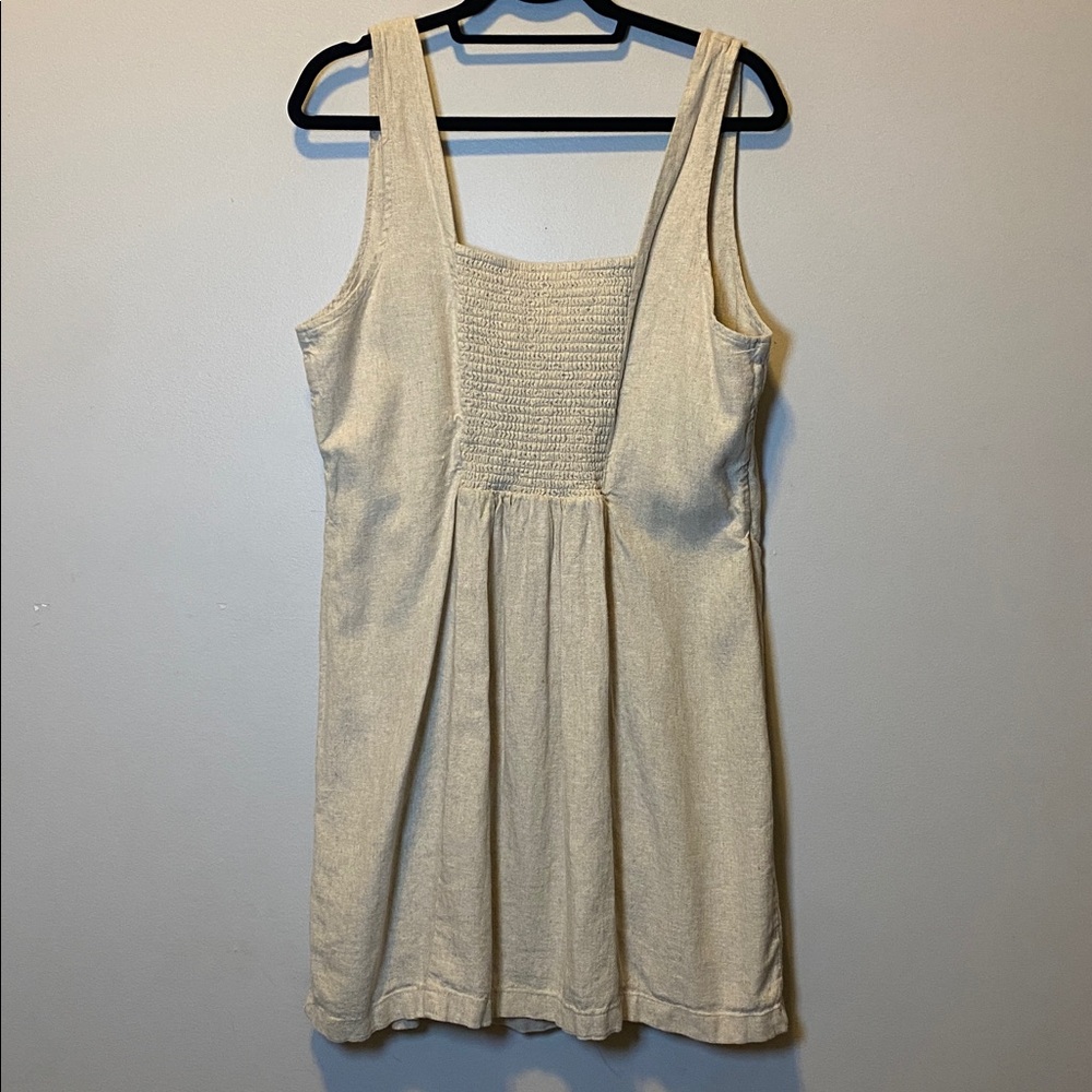 Old Navy Sleeveless Linen Blend Mini Dress Women’s XL Neutral Tan Square Neck - Picture 10 of 13